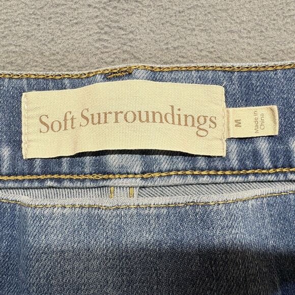 Soft Surroundings Size Medium Pull On Bootcut Jeans Medium Wash Denim Stretch - Picture 5 of 9